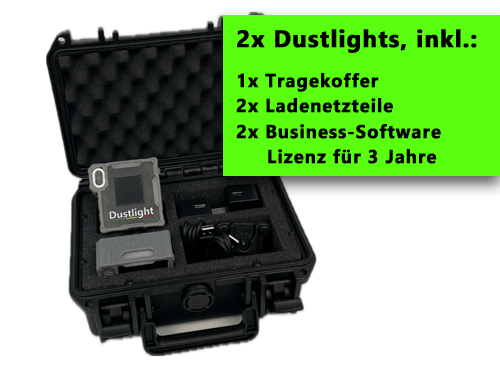 Dustlight Professionel Luftmessung Business Wasserdicht Koffer Feinstaubampel Partikelmessgerät Software material Konfigurieren Staub Feinstaub messen Schweißrauch Ölnebel Holzstaub Dieselruß Abgase Autoabgase KFZ Werkstatt Tunnel Raum Maschine Arbeitsplatz Betrieb Industrie
