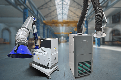 kleine kompakte Absaugung Entstauber fahrbar Mobile Absauganlage für KSS Nebel Öl Nebel Schweißrauch Staub Rauch Farbnebel W3 Kanzerogäne Alveolengängige Stäube Absaugarm