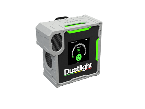 Vorderansicht Lufteinlass Luftauslass Dustlight Basic Partikelmessgerät kaufen bestellen Angebot Feinstaubmessgerät Aerosolmessgerät Arbeitssicherheit HSE Manager Feinstaubampel Feinstaub Schweißrauch Dieselruß messen Holzstaub überwachen Echtzeit Messung Latai personengetragen SIFA Schreinerei Schreiner Tischler Werkstatt Industrie Ampelsystem Photometrisch DGUV BG Arbeitsschutz