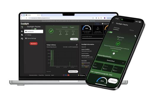Dustlight Business Software Lizenz Feinstaubampel Messbericht erstellen BG Bezirksregierung Partikelmessgerät Software material Konfigurieren Staub Feinstaub messen Schweißrauch Ölnebel Holzstaub Dieselruß Abgase Autoabgase KFZ Werkstatt Tunnel Raum Maschine Arbeitsplatz Betrieb Industrie